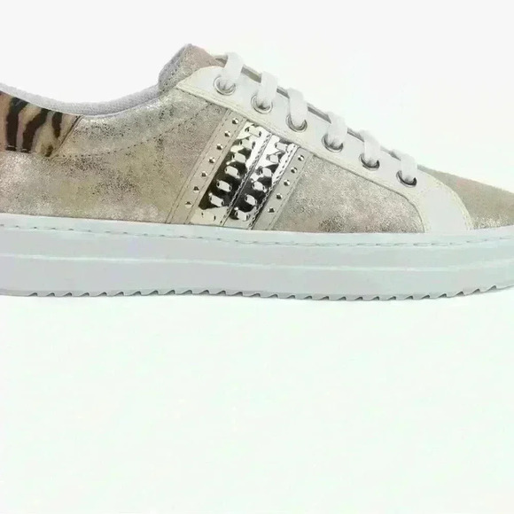 Geox sneakers womens size 9 Sand/ Gold DO2FED W Animal Print back - Picture 4 of 10